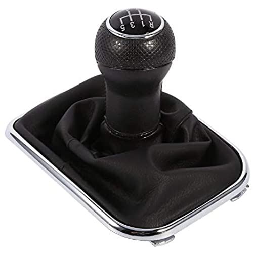 5速マニュアルギアシフトノブブーツ 手動ギアシフトノブ Pvc Pu製 クロームメッキエッジ ボールスタイル 変速レバーハンドル ブラック ダストカバー付き シフターレバー Vw ボラ ゴルフ4に適用 Agoranotizia It