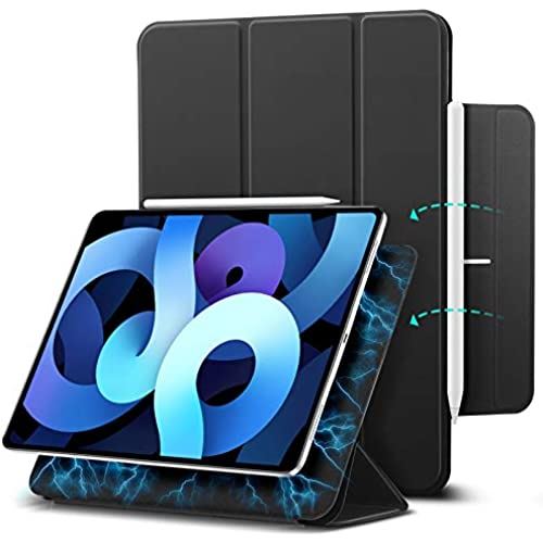 ESR iPad Air 4 ケース 2020&2021 iPad 10.9インチ iPad Pro 11 2018 磁気吸着 第二世代 Pencilのペアリングとワイヤレス充電に対応 オートスリープ ウェイク スリム 軽量 シルク手触り ... ブラック