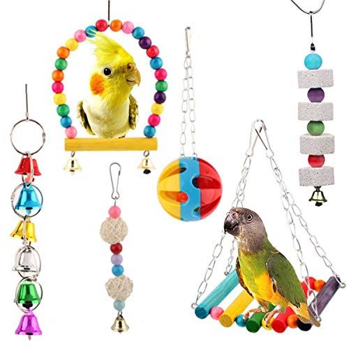 【 夢中になる6点セット 】iikuru インコ おもちゃ 吊り下げ 鳥 止まり木 木製 ブランコ 小鳥 とまり木 はしご 遊び道具 セキセイインコ 玩具 y845