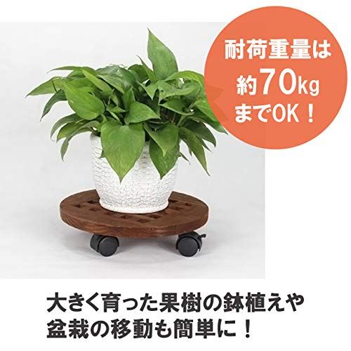 フェリモア 植木鉢台 木製 鉢置台 キャスター付き 円形 ストッパー機能 観葉植物の移動に 30cm Mydrap Com