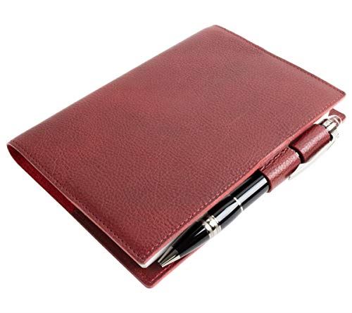 [Dom Teporna] 手帳カバー A6サイズ 手帳 文庫本 2021 ほぼ日手帳 対応 本革 イタリアンレザー ブックカバー メンズ レディース ペンホルダー付き レッド