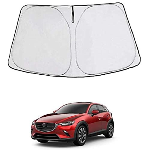 LEXLEYS マツダ CX-3 DK系 改良専用 フロント サンシェード CX3 遮光 カーテン シェード 日よけ 車 ワンタッチ 窓 ガラス カバー セット 車中泊 グッズ ドレスアップパーツ カーシェード カスタム パーツ アクセサリー 内装 パーツ|T.M.Bストア