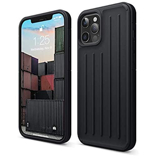 【elago】 iPhone12Pro Max 相応う 容れもの 耐衝撃 持ちはこぶ容れもの ぼうぜん自失 吸い入れる 薄型 か細い TPU ホンブルグ帽 取りまかなう 対ぼうぜん自失 分かりやすい スマホケース スマホカバー [ iPhone 12 Pro Max アイフォン12 Pro ... iPhone12ProMax 黒いこと