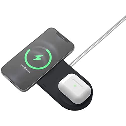 【elago】 MagSafe 申し受ける腕っこき デュアル パッド MagSafe申し受ける器 卓上 付属品 2台 保護すること 押しかぶせる MagSafe用 有線テレビ 納める 付 保護すること容れもの マグセーフ 容れもの [ iPhone 各種 アイフォン12 12 ... iPhone12 / iPhone11 / iPhone SE2 / AirPods Pro 黒いこと バッテリー・充電器-ワイヤレス充電器-スマートフォン・タブレット