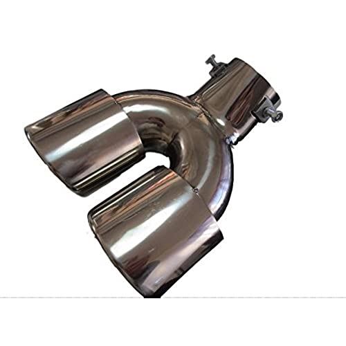 汎用 マフラー カッター 下向き 2本出し シルバー オーバル ステンレス 製 New Arrival