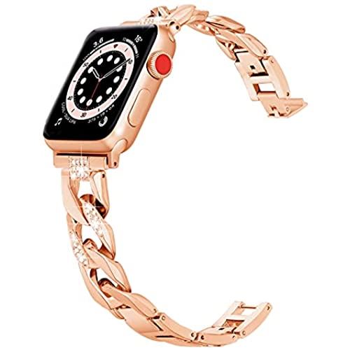 [Daturus] 取り替えっこApple Watch ダンス楽隊 series 6/5/4/3/2/1/SE相応う アップルウォッチ 胴締め ステンレス鋼胴締め 金属元素胴締め 時辰儀ダンス楽隊 取り替えっこダンス楽隊 成人女性向け 着飾る・流行り物 新ひな型手道具なし自然調整能力のある（サクラ色ゴールド,38粍/40粍 ）