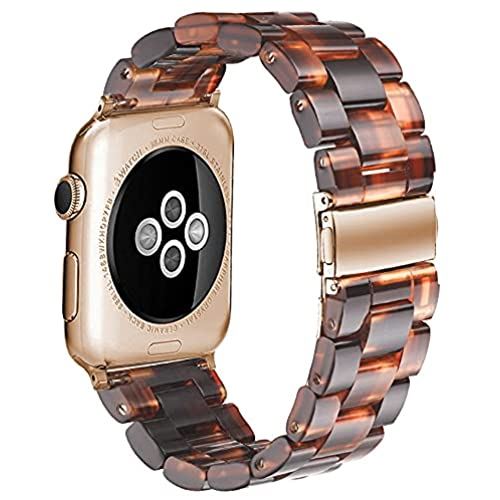 Miimall 対応Apple Watch 1/2/3/4/5/6/SE 樹脂バンド Apple Watch 6 42mm 交換バンド バンド 樹脂材質 ステンレス 調節可能 アップルウォッチ 5 44mm スマート ウォッチ 交換バンド ベルト(べっ甲|42mm 44mm)