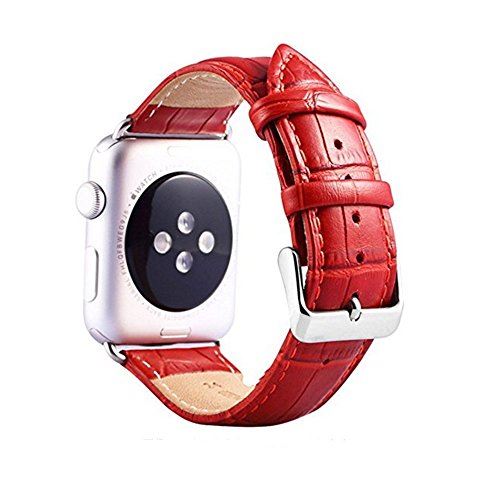 Nywing For apple watch バンド 38mm 42mm 40mm 44mm本革 アップルウォッチバンド iWatchバンド apple watch series 5 4 3 2 1 鰐皮紋様 レザー ... レッド