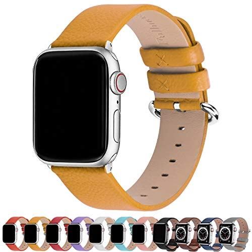 Fullmosa Apple Watch対応 バンド ベルト アップルウォッチバンド42mm/44mm apple watch 6/5/4/3/2/1&SE バンド 本革レザー 交換バンド ラグ付き 42mm/44mm ... きいろ