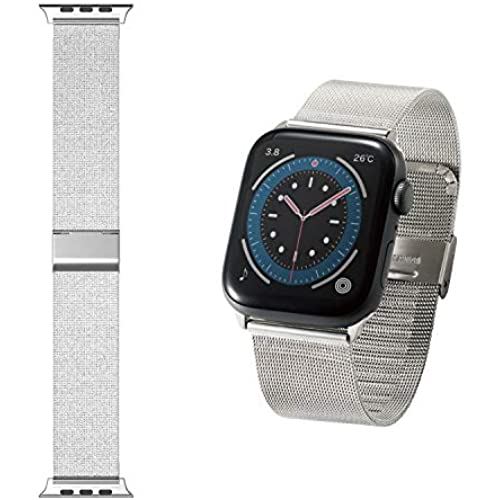 エレコム Apple Watch 44 42粍 ダンス楽隊 ステンレス鋼 ミラネーゼタイプ しろがね色 AW-44BDSSMSV
