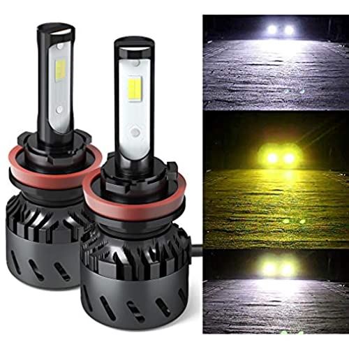 LEDフォグランプ H11 H8 H9 H16(国産車) 3色温度3モード切替 一体式 LEDバルブ 超ミニ コンパクト-POOPEE DC12V 28W 両面発光 6000K 3000k 4300k H11/H8/H9/H16