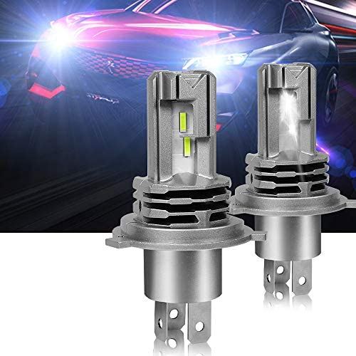 HUIQIAODS 車用 LEDヘッドライト 純正ハロゲン ホワイト 両面発光 LEDバルブ DC12V用 (ハイブリッド車・EV車対応) 55W 6500K 超高輝度 定電流回路搭載 長寿命 車検対応【2個入り】 H4 LED バルブ