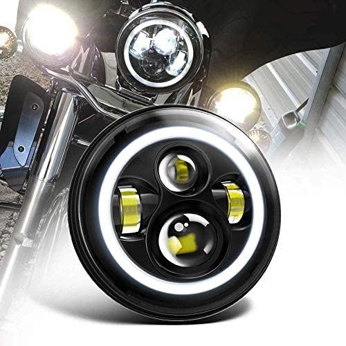 GREENBEAN ７インチ LEDヘッドライト 45w Hi/Lo ホワイト/イエロー ハーレー/ジープ用 Jeep Wrangler オートバイ 純正交換 １個 リング