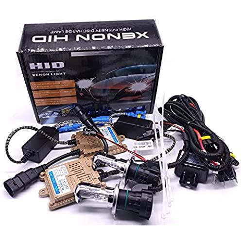 リレーハーネス付き 瞬間起動 DC12V 車用 防水 AC交流 瞬間点灯 金色バラスト 55W HIDキット フォグランプ/ヘッドライト対応 (H4 Hi/Lo リレーハーネス付き, 8000K)