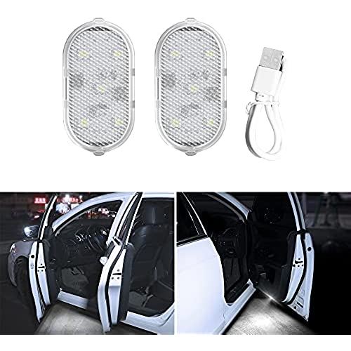 Catland LED カーテシランプ ドアランプ ホワイト 白 明るい 車 ドア ライト 追突防止 警告灯 ドアライト 車用 LEDライト マグネット 磁石感応 USB充電式 配線不要 2個セット