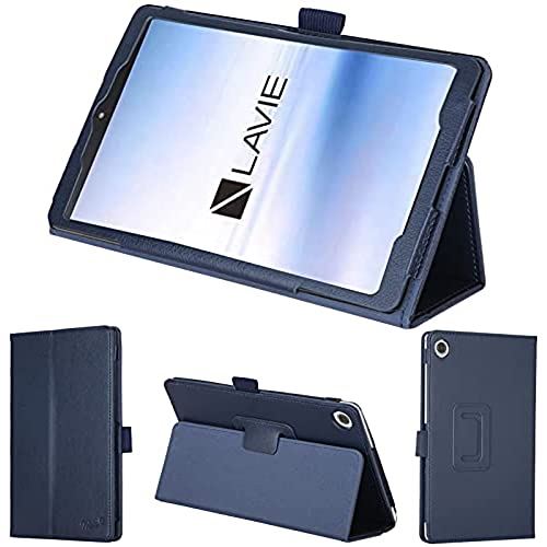 wisers タッチペン・保護フィルム付 LAVIE T8 ケース T0855/CAS T0875/CAS PC-T0855CAS PC-T0875CAS TAB08/H02 PC-TAB08H02 8インチ NEC タブレット ケース カバー [2021 年 新型] ダークブルー