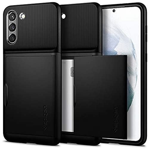 Spigen Galaxy S21 ケース [ SC-51B | SCG09 ] 収納ケース 耐衝撃 MIL規格 落下防止 IC カード 収納 ポケット パスケース スリム・アーマー CS ACS02428 (ブラック)