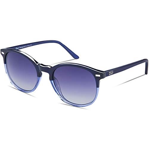 DUCO サングラス レディース uvカット 丸サングラス uv400 偏光 レンズ ファッションなデザイン sunglasses women 紫外線カット 1230 ダークブルー