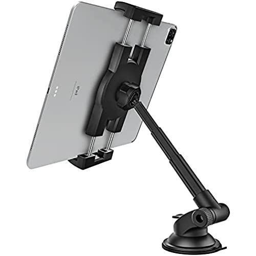 EXSHOW 車載ホルダー タブレットホルダー ダッシュボード 粘着ゲル吸盤式タブレットタブレットスタンド 強い吸引力サクションカップタブレットホルダー 3部伸縮可能チューブ フロンドガラス取り付けるipad車載ホルダー ...