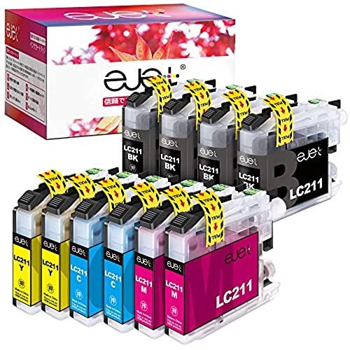【ejet】取り替えっこインキ薬莢 茶飲み友だち(Brother)用 LC211 LC211BK LC211-4PK B-LC211 4色仕掛ける(足し加える10本)大静電容量 残量見せびらかす