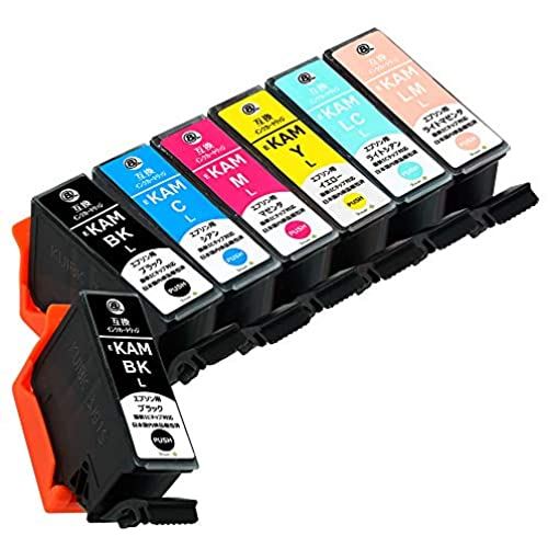エプソン用最優良互換インクカートリッジ KAM-L(BK×2/C/M/Y/LC/LM) ７本セット 【カメ】(増量) 残量表示機能付 ICチップ対応 【Green Shower製】【安心一年パック】