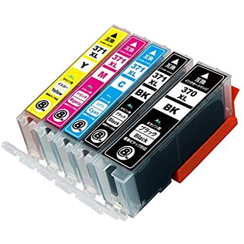 CANON 371/370 5色パック大容量【BCI-370XL BK】+【BCI-371XL BK/C/M/Y】ICチップ残量表示検知機能付き Mt.Smile製互換インクカートリッジ 対応プリンター：TS9030 TS8030 MG7730F MG7730 MG6930 MG5730 TS6030 TS5030S TS5030