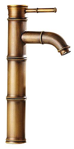 Life System 選べる高さ 洗面用 竹型 アンティーク 混合水栓 蛇口 シングルレバー 21.2cm 30cm レトロ 手洗いボウル用 洗面台 水道 SK114 (大・30cm)