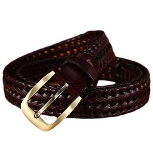 Loverson メンズベルト ベルト メンズ レザー 本革 メッシュ 黒 茶 ビジネス フォーマル カジュアル 編み込み ダークブラウン 週末限定タイムセール