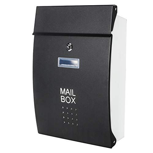 Jssmst（ジェスマット） メールボックス 郵便受け ポスト 北欧風 壁掛け キーロック式 大容量 玄関 HPB005-黒 (ブラック)