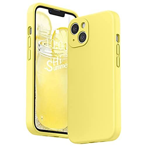 SURPHY iPhone13 ケース シリコン, 6.1インチ対応(2021)アイフォン13 シリコンケース（レンズの全面保護） 耐衝撃 超軽量 指紋防止 全面保護 iPhone13ソフトカバー (イェロー)