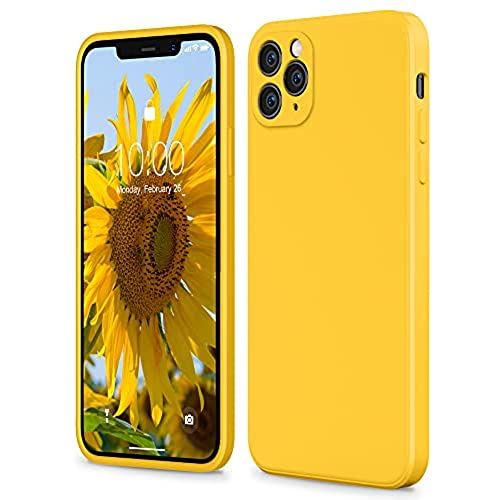 SURPHY iphone 11 Pro ケース シリコン, 直辺iPhone 11 Pro シリコンケース（各レンズの個別保護） 5.8インチ対応(2019)アイフォン11 Pro ケース 耐衝撃 防指紋 超軽量 ひまわり黄