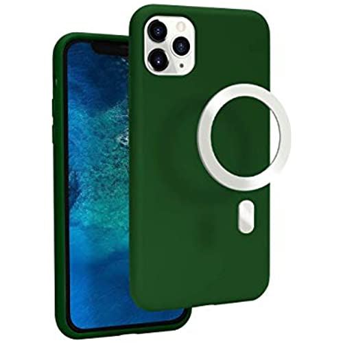 VECI iPhone 11 Pro マグネットケース、マグセーフアクセサリー対応、シリコン素材、内蔵マグネット [MagSafe] (iPhone 11 Pro, Dark Green)