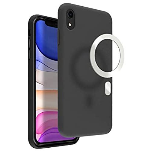 VECI iPhone XR 磁石容れもの、マグセーフアクセサリー相応う、ケイ素樹脂原材料、内蔵磁石 [MagSafe] (iPhone XR, Black) 液晶保護フィルム-スマートフォン・タブレット