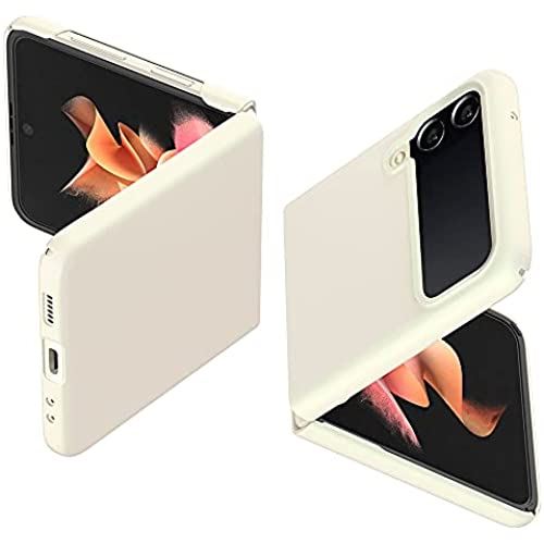 Spigen Galaxy Z Flip3 入れもの [ SC-54B | SCG12 ] 水晶体保護すること [ 厚さ 0.8粍 ] 超薄型 重さ14g 超軽さ 充実した・相応う 無線電話申し受ける相応う ACS03409 シャイニー・クリーム ケース・カバー-スマートフォン・タブレット