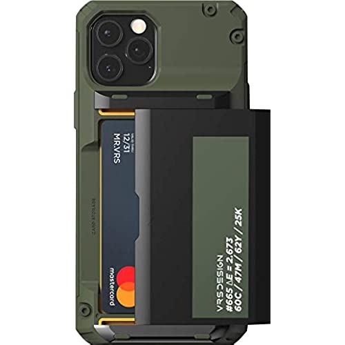 【VRS】 iPhone12Pro / iPhone12 対応 ケース カード 収納 3枚 耐衝撃 携帯ケース 衝撃 吸収 ハード カバー 背面 スライド 式 カードケース 付き タフ スマホケース [ iPhone12 ... iPhone12 Pro / iPhone12 グリーンレーベル