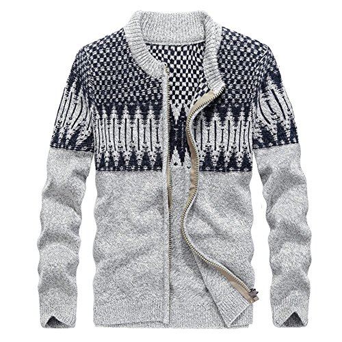 Fomansh カーディガン メンズ ニットセーター スリム 暖かい 大きいサイズ 柄 冬 グレー ベビーグッズも大集合