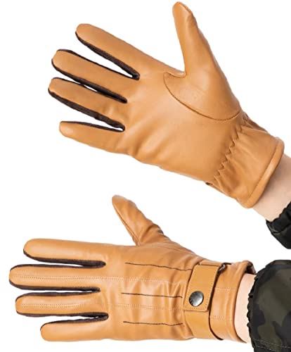 62 以上節約 Ellehomme メンズ レザー グローブ マチ スエード 裏起毛 刻印 金具 ベルト付 革 手袋 ケース付 Www Flexcosa Com
