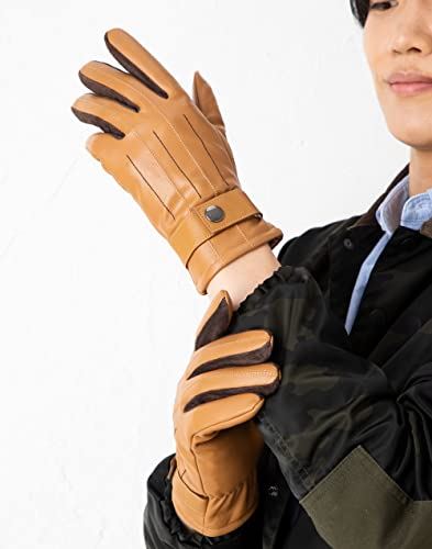 62 以上節約 Ellehomme メンズ レザー グローブ マチ スエード 裏起毛 刻印 金具 ベルト付 革 手袋 ケース付 Www Flexcosa Com