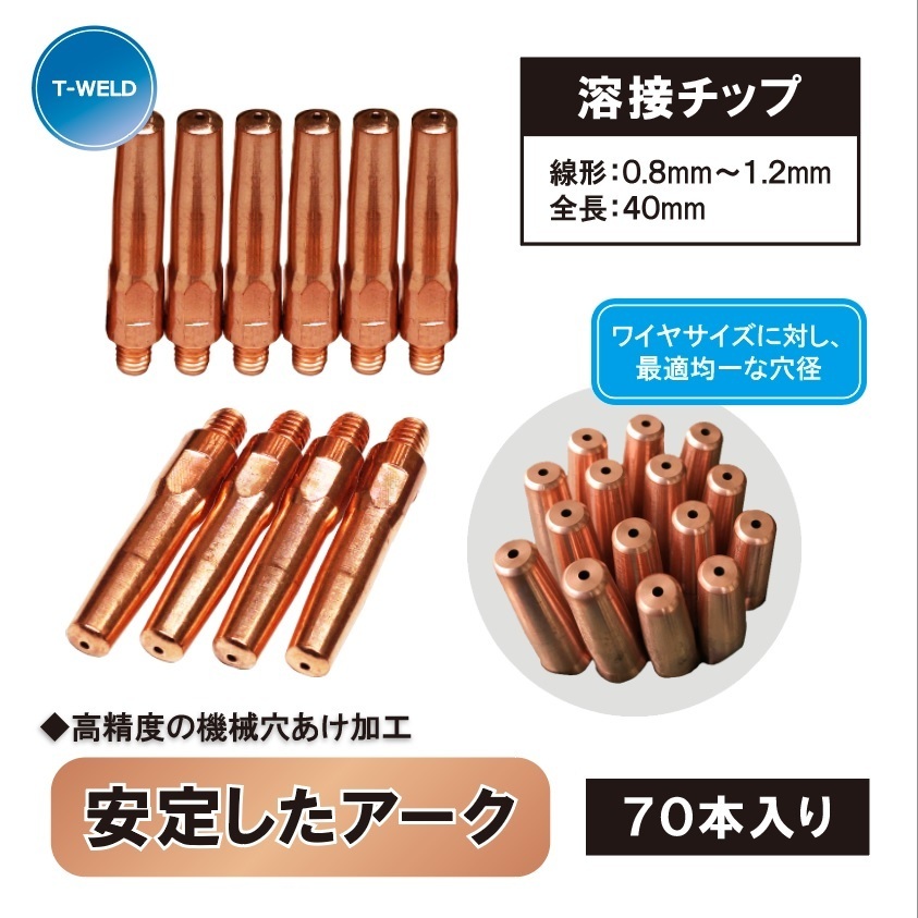 楽天市場】＜線形自由選択！＞ CO2 溶接 チップ 長さ 40mm 線形（ 0.8mm 0.9mm 1.0mm 1.2mm 1.4mm ）10本 :  TOAN WELD