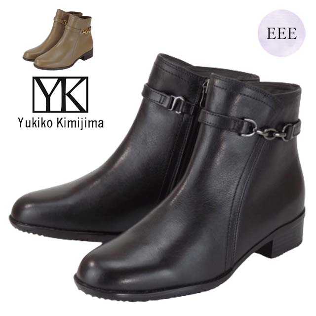 【百貨店SALE人並み外れた通貨価値】Yukiko Kimijima 9120SFR ユキコキミジマ 遊撃手ブーツ 3E EEE 幅ひろい 置き目踵 2WAY 本革 曲がり目性 履き分かりやすい 合わせ分かりやすい 30代 40代 50代 亭主もち