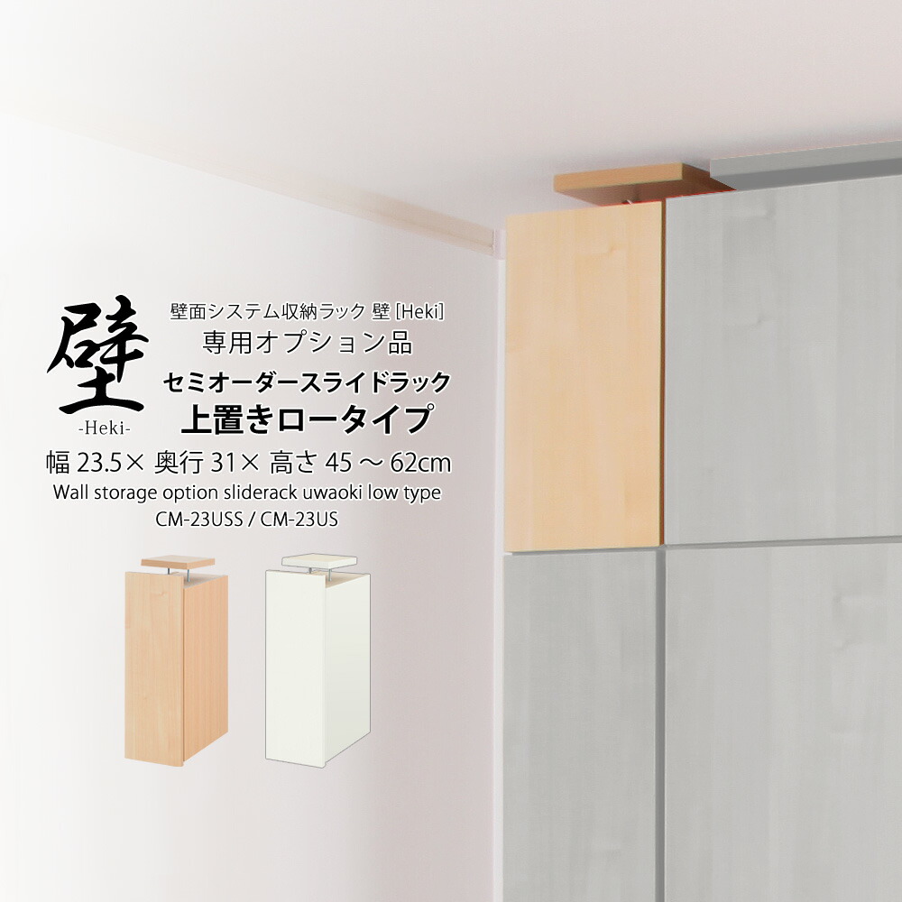 【専用オプション品】壁壁面システム収納ラック 璧 スライドラック専用セミオーダー上置き ロータイプ 幅23.5cm×奥行31cm×高さ45～62cm 壁面収納 セミオーダー 12,373円