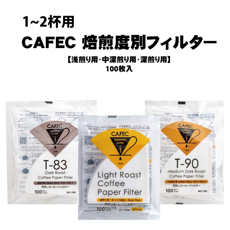 CAFEC カフェック 焙煎度別 円錐 ペーパーフィルター 1〜2杯用 100枚入LC1-100W MC1-100 DC1-100 コーヒーフィルター  お洒落