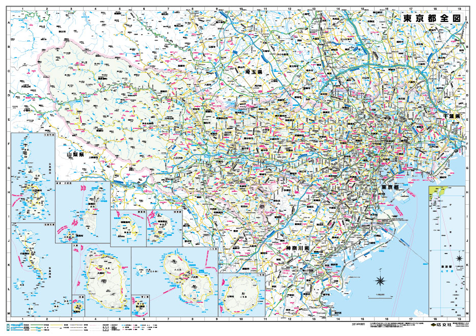 楽天市場 東京都全図 地図 ポスター ｂ1判 ２０２１年最新版 表面ビニールコーティング加工 水性ペンが使えます 地図の店とうぶんしゃ 楽天市場店