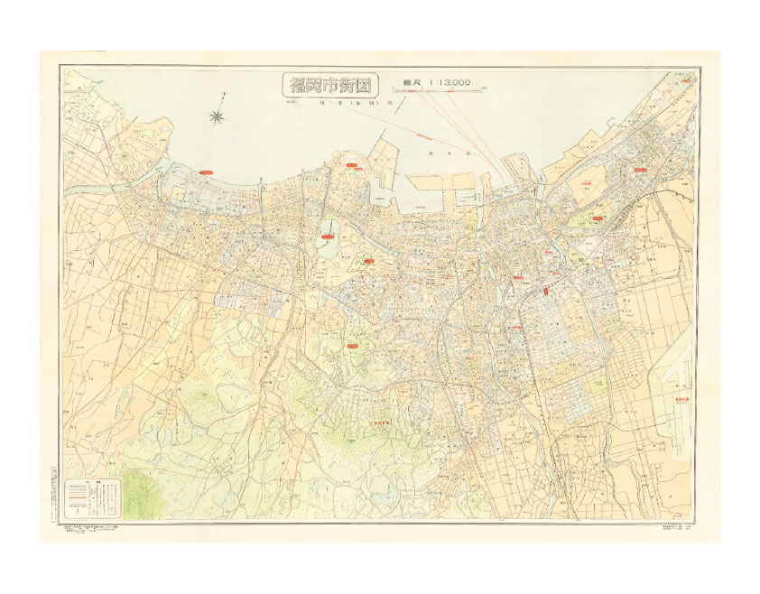 楽天市場 福岡市市街図 昭和３６年発行復刻版 地図の店とうぶんしゃ 楽天市場店