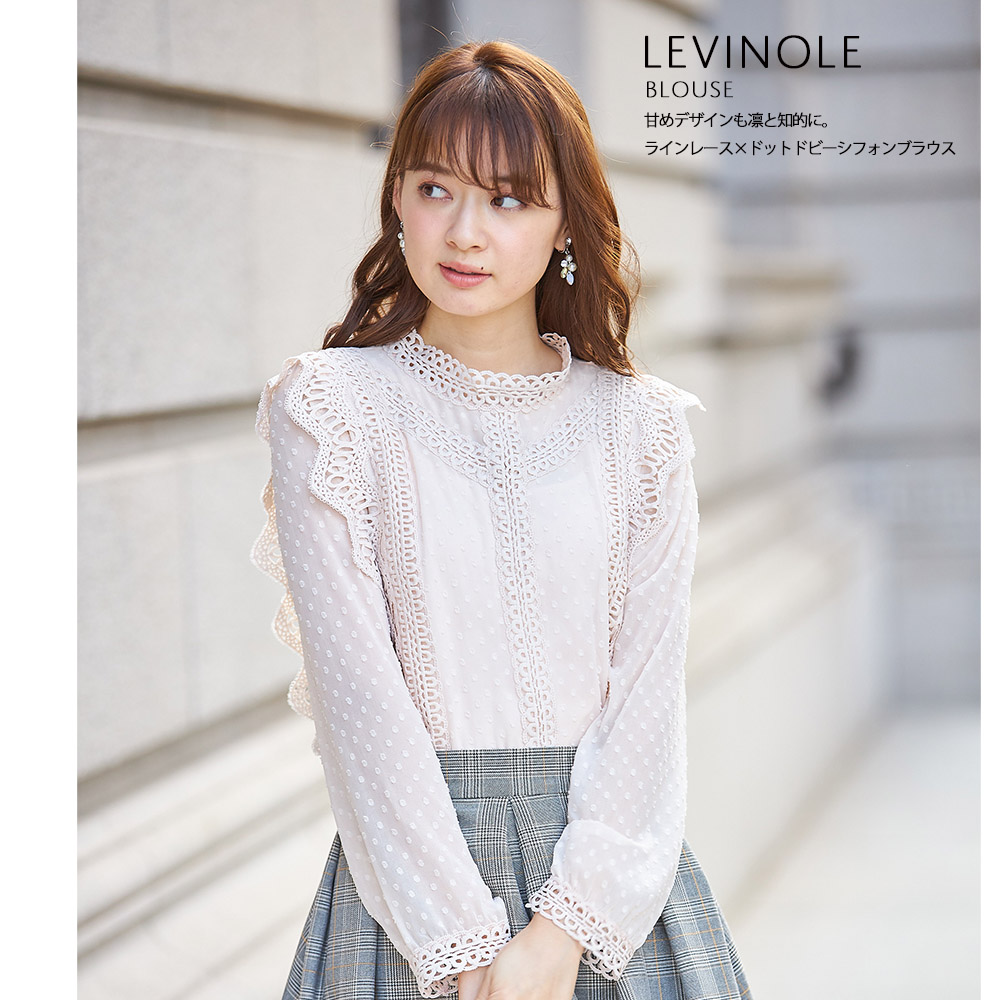 楽天市場 7 11スタート スペシャルプライス Levinole レヴィノル Tocco Closet トッコクローゼット Collectionトッコ Tocco レディース ラインレース ドット ドビー シフォン ブラウス アイボリー ピンク ブラック ｔｏｃｃｏ