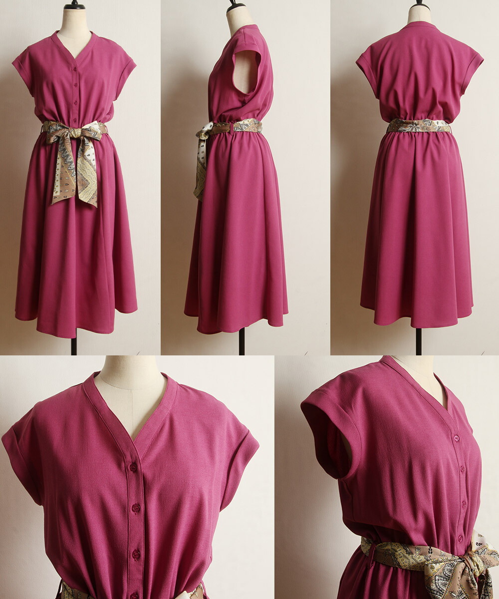 楽天市場 8 29スタート スペシャルプライス Meritea メリティア Tocco Closet トッコクローゼット Collectiontocco トッコ スカーフベルト付き フレンチスリーブ ワンピース ネイビー ピンク ベージュ ｔｏｃｃｏ