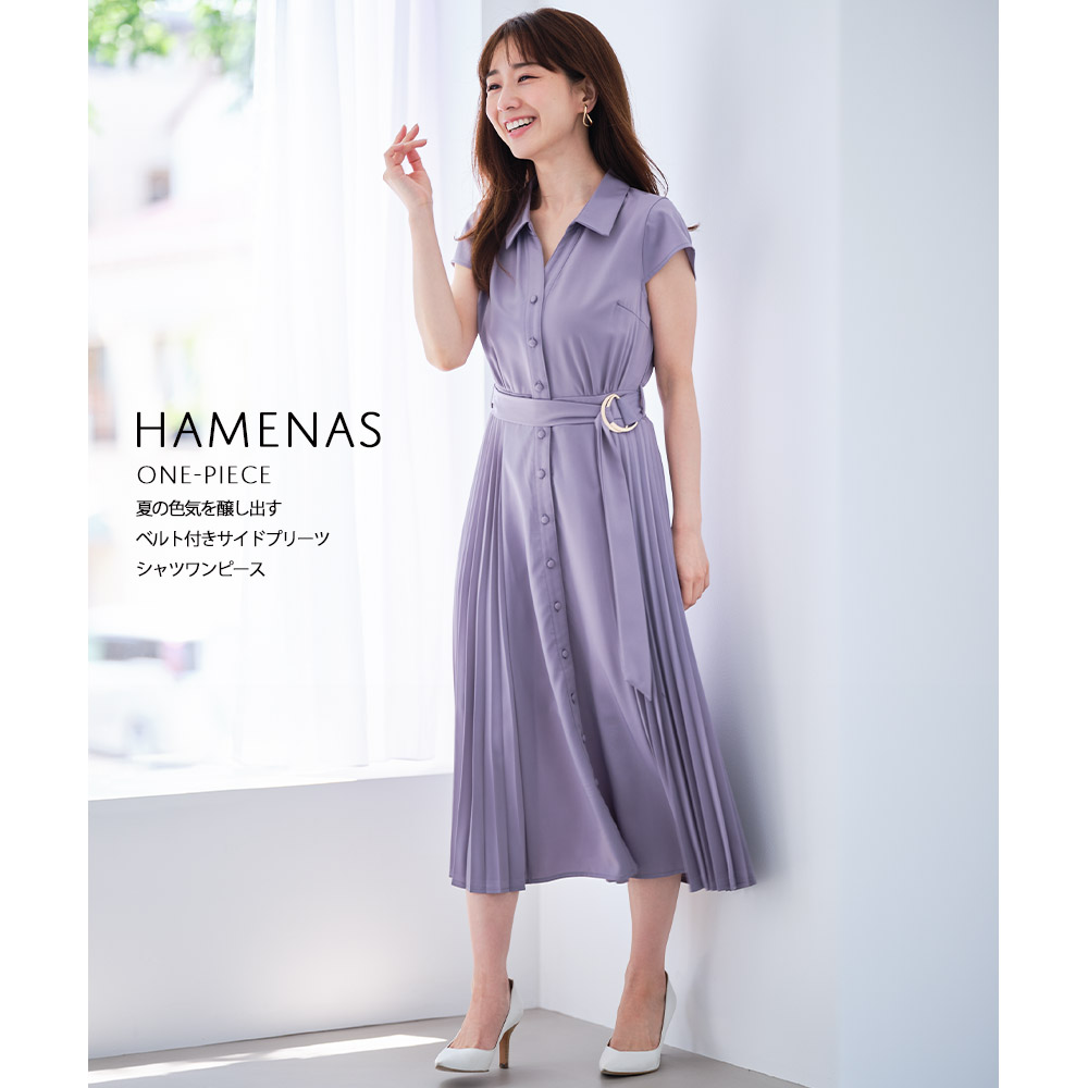 楽天市場 9月9日再販 Hamenas ハミナス Tocco Closet トッコクローゼット きちんと見えが叶うワンピース 田中みな実 さんはグレイッシュブルー着用tocco トッコ ベルト付き サイドプリーツ シャツ ワンピース ｔｏｃｃｏ