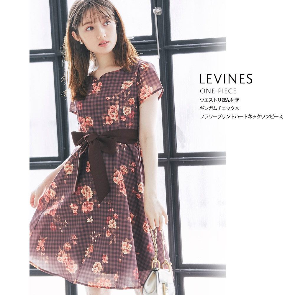 楽天市場 ウエストりぼん付きギンガムチェック フラワープリントハートネックワンピース Levines レヴィネス Tocco Closet トッコクローゼット Collection Early Autumn Collection ｔｏｃｃｏ