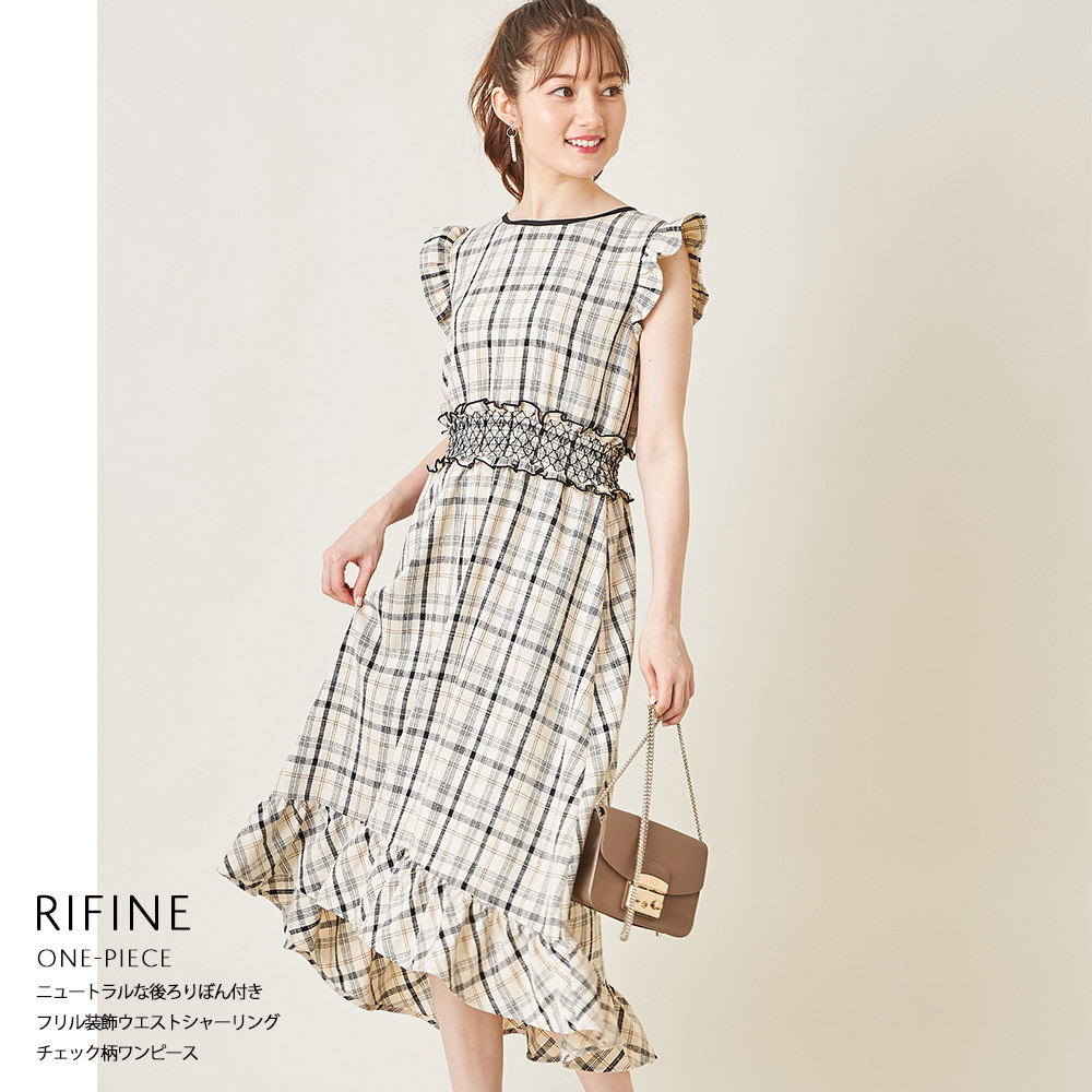 楽天市場 9月9日再販 Rifine リファイン Tocco Closet トッコクローゼット Collectiontocco トッコ レディース 後ろりぼん フリル装飾 ウエストシャーリング チェック柄 ワンピース ｔｏｃｃｏ