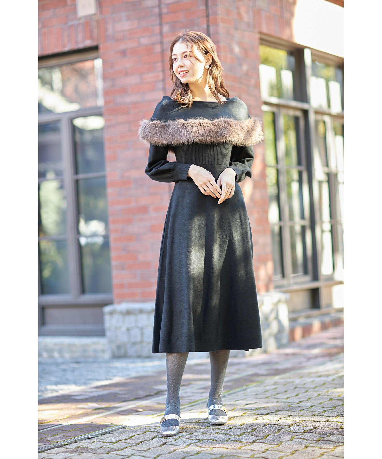 専用 ファー付きケープライクニットワンピース やすい mekstal.pl